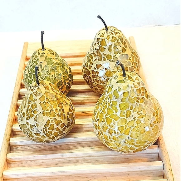MOSAIC MID CENTURY MODERN GLASS PEAR FRUIT SET OF FOUR - Picture 3 of 7